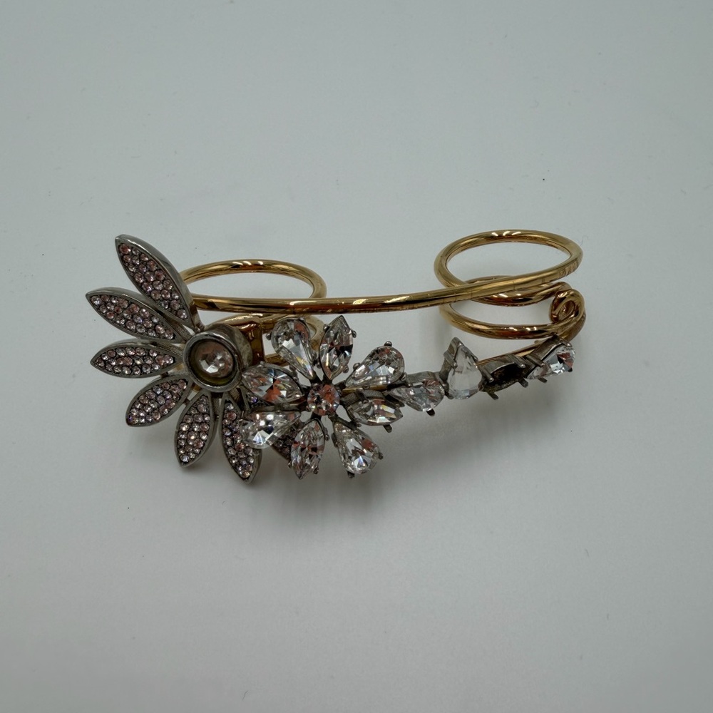 Burberry Gold Floral Crystal Cuff ring